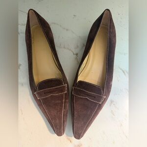 J. Crew Women's Pointed Suede Loafers in Dark Brown